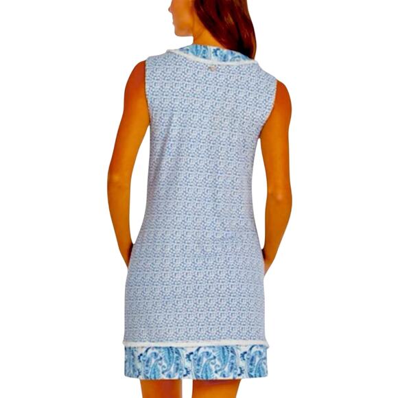 Cabana Life Shirt Dress V-neck Sleeveless Blue White Floral Women’s Plus Size 1X - Picture 2 of 12